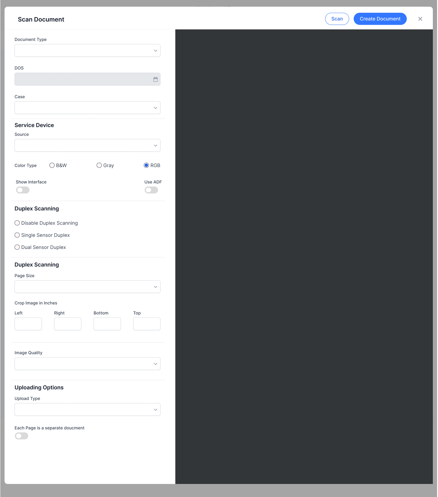 Scan Document Modal